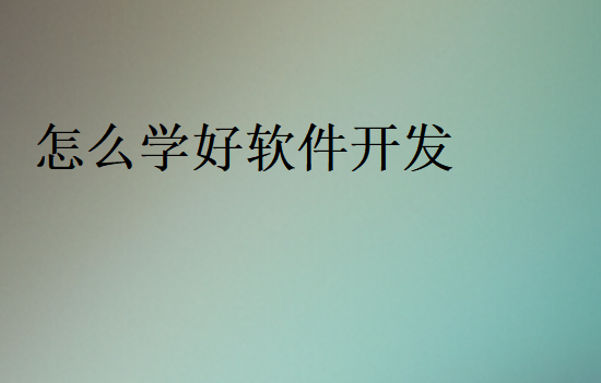 怎么学好软件开发
