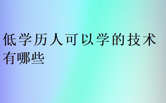 低学历人可以学的技术有哪些