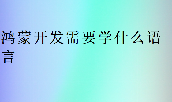 鸿蒙开发需要学什么语言